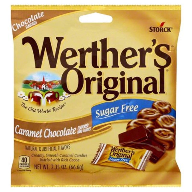 Werther's Original Caramel Chocolate Sugar Free Hard Candies 2.35 Oz(pack of 2) - Image 1